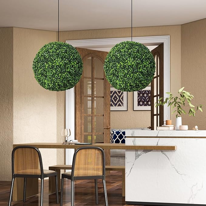 Goplus 2 PCS 19 Inch Artificial Plant Topiary Ball, Round Faux Boxwood Balls Outdoor, Garden Spheres Decorative for Front Door, Porch, Backyard, Balcony, Patio, Wedding and Home Décor