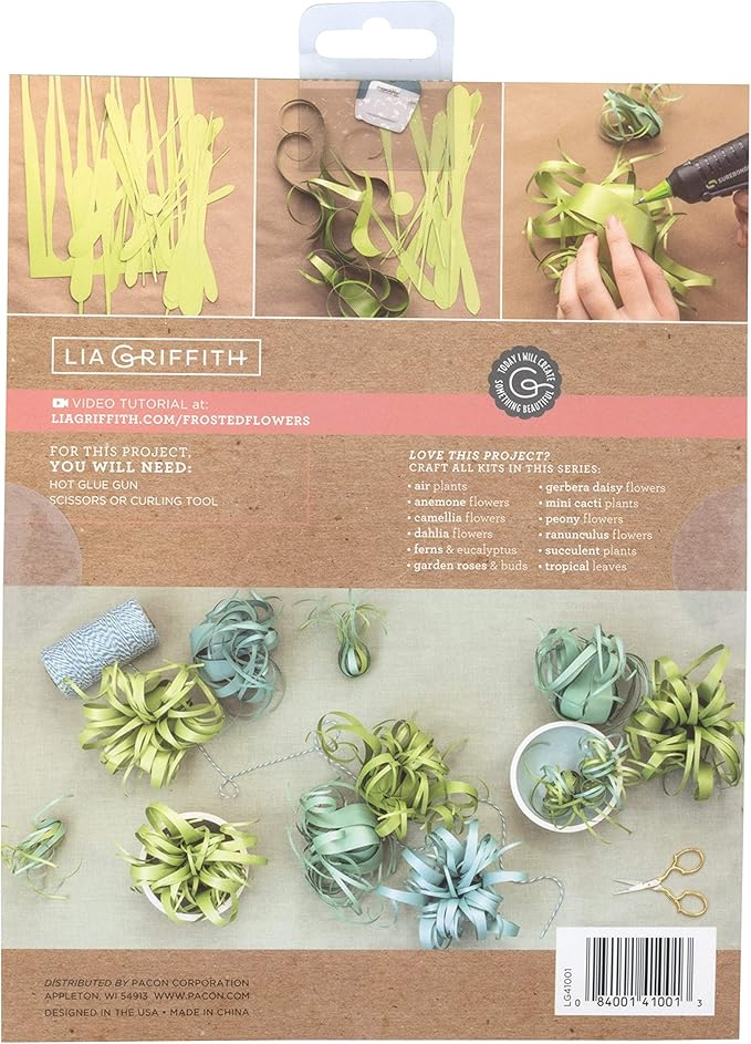 Lia Griffith Frosted Paper Flowers Air Plants, 8.5" x 11", Colors May Vary 20 Count