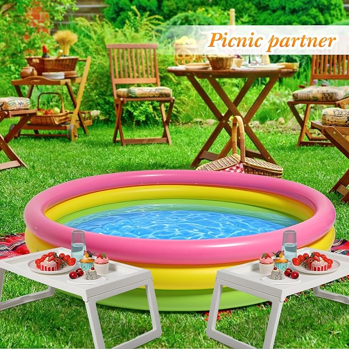 5 Pcs Outdoor Movie Night Inflatable Swimming Pool 51in x 13in Colorful Blow up Pools with Foldable Portable Serving Tray Table and Pump for Birthday Party Activities (51 x 13 Inch)