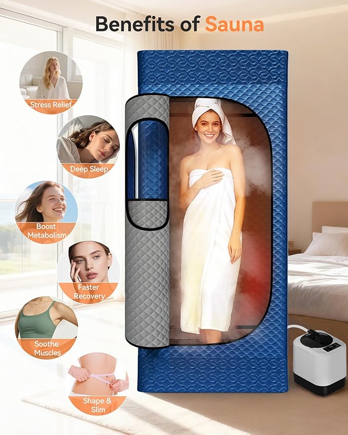 Sauna Box, Upgraded Portable Sauna for Home 5-Layer Waterproof, 3L 1200W Steamer, 9 Levels, Dual YKK Zippers, Big Folding Chair, 99 Mins Timer, Remote Control, Steam Sauna Room Personal Saunas Tent