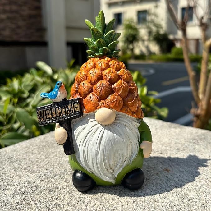Pineapple Gnome Garden Gnomes Outdoor Gnome with Pineapple Decor for Home Yard Garden Patio Lawn Statue Decorations Gifts for Women