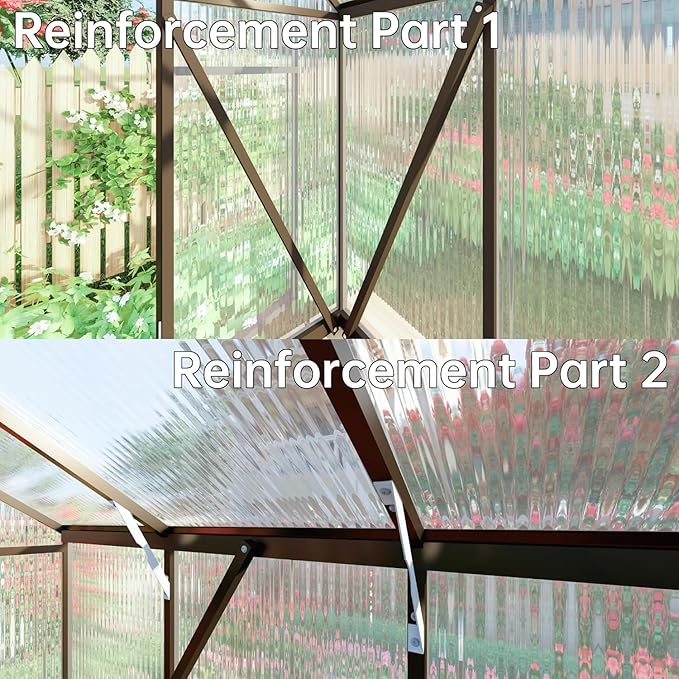 CQZY 8x10 FT Greenhouse for Outdoors, Polycarbonate Greenhouse with Quick Setup Structure and Roof Vent, Aluminum Large Walk-in Green House for Outside Garden Backyard,Dark Gray