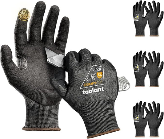 toolant ANSI A4 Cut Resistant Work Gloves without Steel and Fiberglass, Ultra Light & Thin, for Fishing, WoodCarving