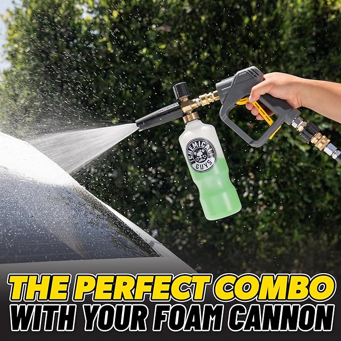 Chemical Guys Snubby Pressure Washer Gun with Foam Cannon Attachment - Short Handle for Gas and Electric Pressure Washers, Ideal for Car Washing, Detailing, and Home Cleaning Projects