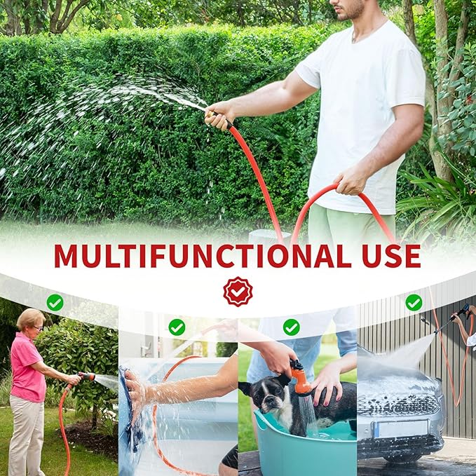 Garden Hose 50 ft x 5/8” Hot/Cold Water Hose,-50°F to 190°F,Burst 600Psi Flexible & Lightweight Upgraded Rubber Hoses,3/4” Solid Fittings for All-weather Outdoor Lawn & Garden
