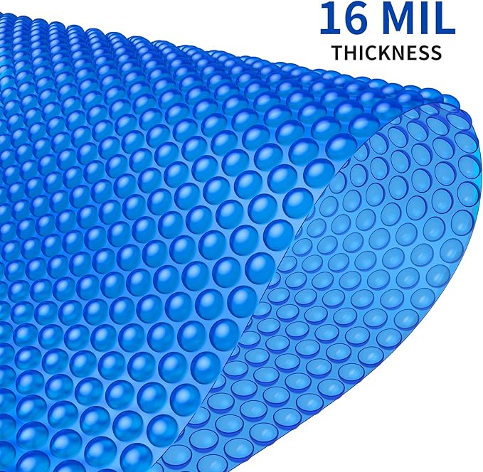 BigXwell Solar Pool Cover, Blue 16-mil 6 x 12 Foot Square Pool Heaters for Above-Ground and In-Ground Pools, 1600 Series Heavy-Duty Insulating Pool Heater Cover for Swimmer