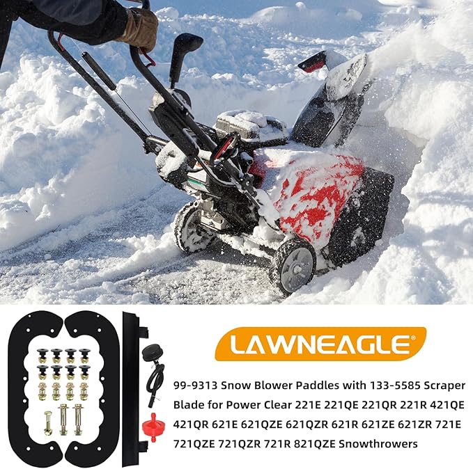 99-9313 Snow Blower Paddles with 133-5585 Scraper Blade Replaces Toro 99-9313 Kit, 55-9251, 88-0771, 108-4884 for Toro 210 R, 421 QE, 421 QR, 621 E, 621 QZE, 721 E, 721 R Snowthrowers