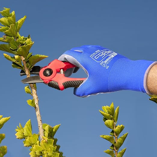 COOLJOB 10 Pairs Nitrile Dipped Safety Work Gloves with Grip, Non-slip Rubber Coated Bulk Garden Gloves for Men, Heavy-duty Oil Resistant for Truck Driver, Warehouse Box Handler, Small, Gray Blue