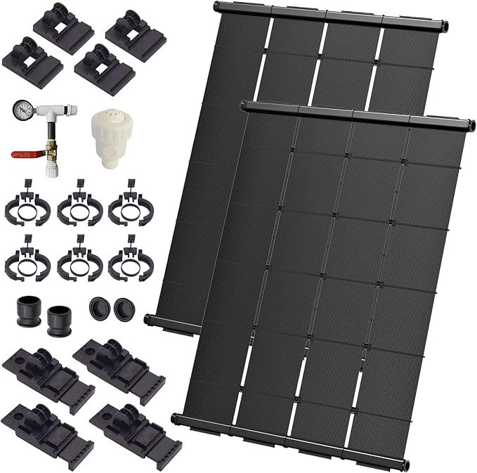 Industrial Grade Solar Pool Heater DIY Kit - Superior High-Wind Strapless Mounting System & Maximum Freeze Resistance (2-4'x7.5' / 60 Square Feet)