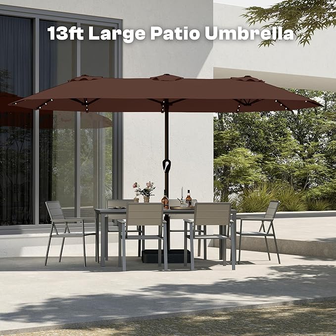 13FT Double Sided Patio Umbrella with LED Lighted