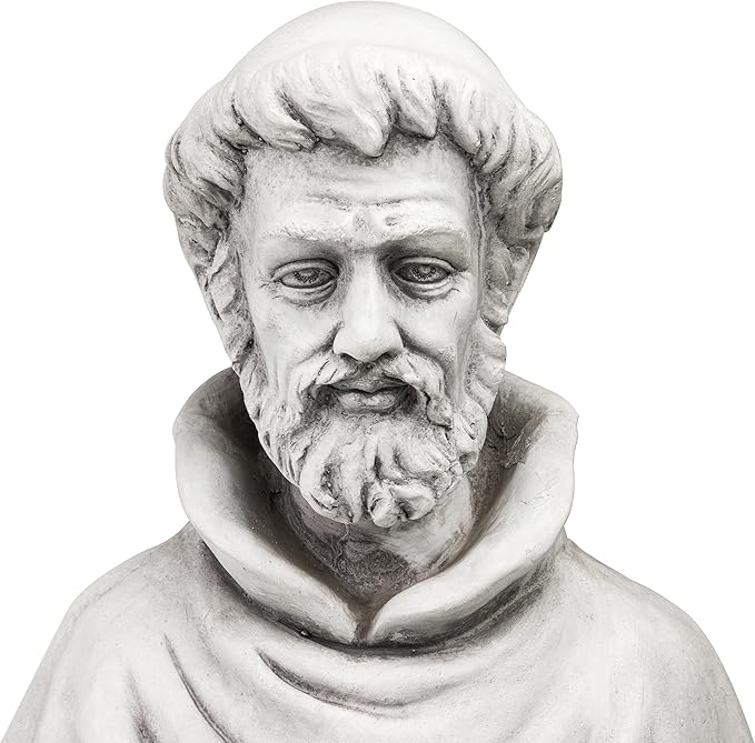 Alpine Corporation QFC102 Outdoor Saint Francis Garden Standing Statue, 31" Tall, Gray