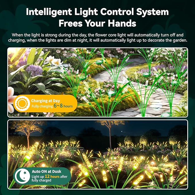 Solar Garden Lights 2 Pack, 16LED Swaying Solar Lights for Mother's Day, 30 Inches Waterproof Yard Light for Pathway Yard Outdoor Garden Decor, Gardening Gifts, Warm White