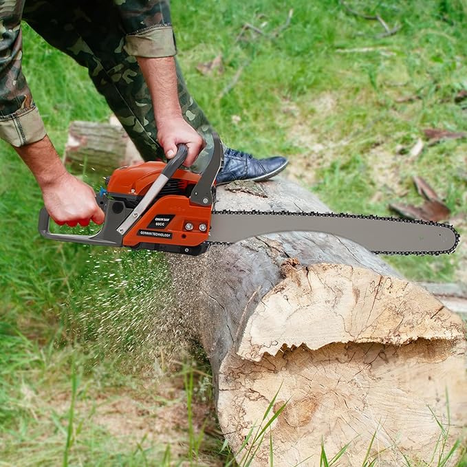 22 Inch Gas Chainsaw 60CC 2.8KW Petrol Chainsaws 2-Stroke Engine Chainsaw Chain Saw Set for Cutting Wood Outdoor Home Farm Us (Orange)