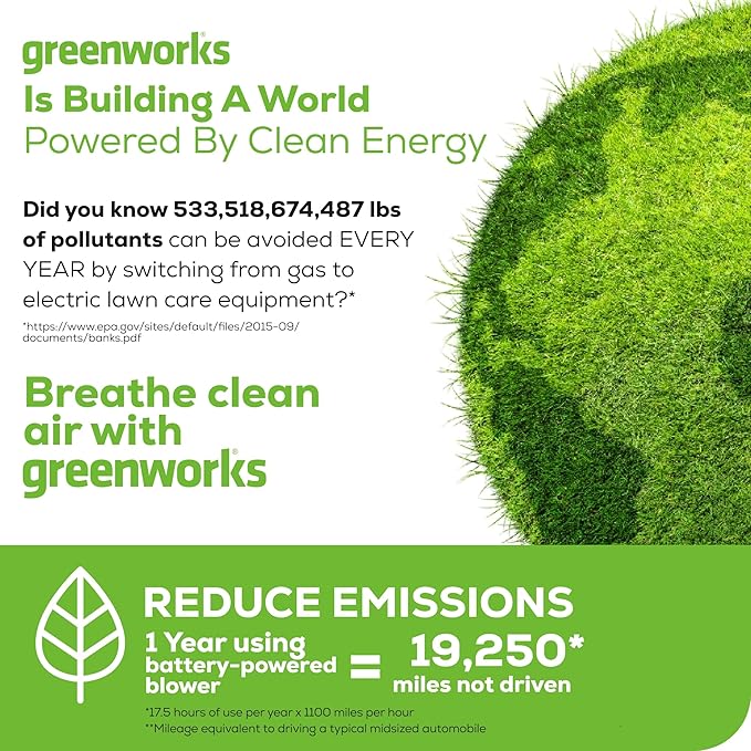 Greenworks 60V (610 CFM / 130 MPH) Cordless Leaf Blower, High Power, Lightweight & Quiet Operation for Wet Leaves, Driveways and Dense Gravel, Includes 2.5Ah Battery & 5A Rapid Charger