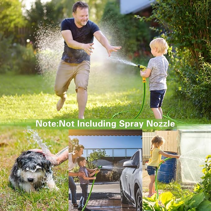 Garden Hose 25ft x 5/8",Short Garden Water Hose Heavy Duty,Flexible,Lightweight Hybrid Hose with Swivel Handle,3/4'' Brass Fittings,Hybrid Rubber Hose for Backyard