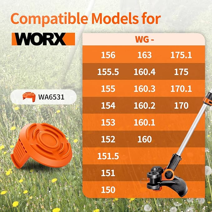 Replacement Spool Cap Covers Compatible with Worx, Trimmer Cap Suitable for Worx Weed Eater String Trimmers WA0010, WA6531 (3-Pack)