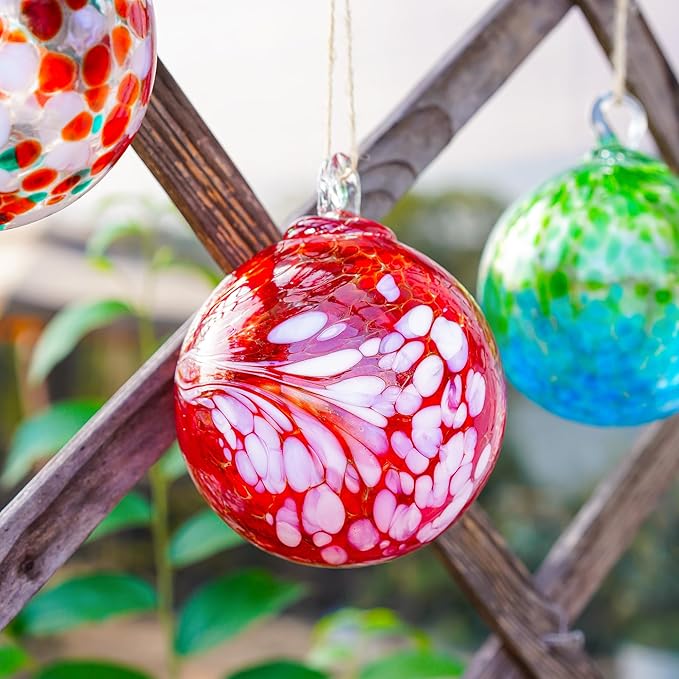 4 Inch Hand Blown Glass Gazing Ball Witches Ball Ornament Garden Patio Window Decor