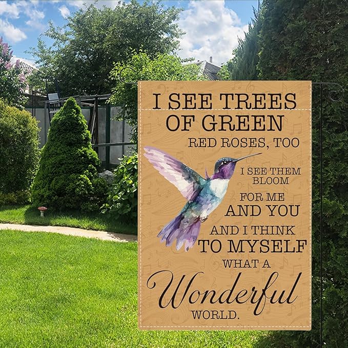 Hummingbird Garden Flag Home Farmhouse Holiday Outside Outdoor Lawn Decorations Yard Flag Double Sided 12x18 Inch