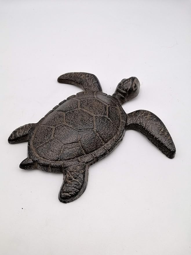 Comfy Hour Antique and Vintage Ocean Collection Cast Iron Ocean Turtle Figurine, Indoor Outdoor Garden Decor, Brown