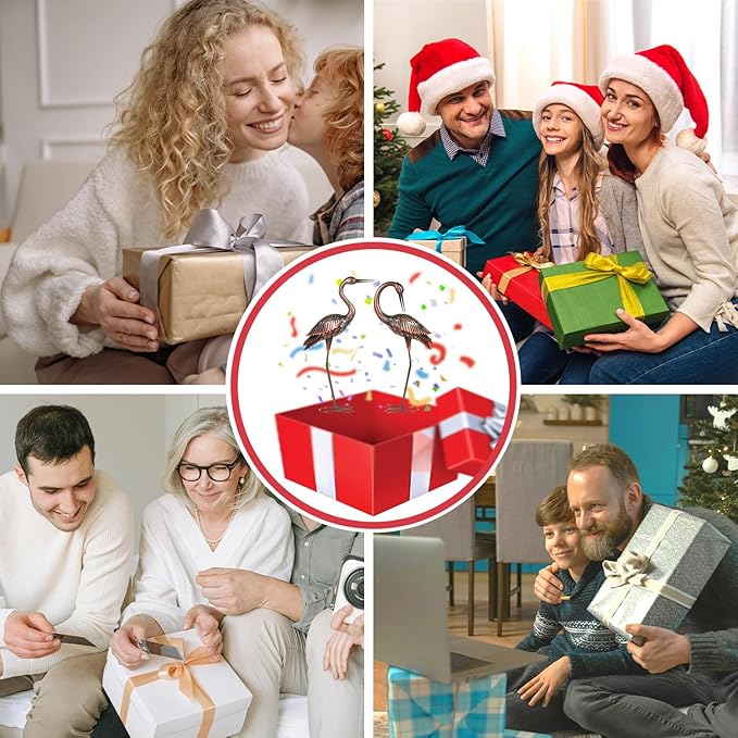 Kircust Crane Garden Sculptures & Statues Heron Decoy Large Size Metal Birds Yard Art Standing Vintage Brass Heron Lawn Ornament Outdoor Decorations 37 Inches Set of 2