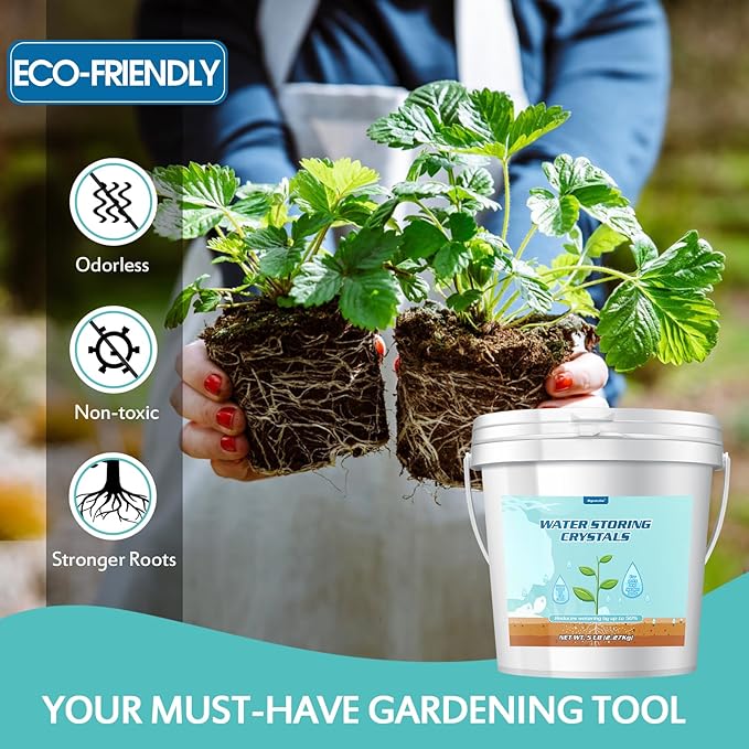 5LB Water Storing Crystals for Plants with Spoon, Water Gel Solves Plant Over-Watering and Drought Problems, Keeps The Soil Moist, Small Water Storing Polymer Crystals for Plants Candle