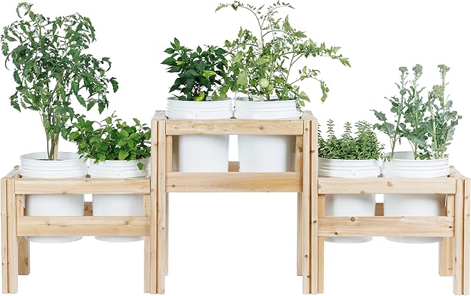 Greenes Fence Two-Tiers Six Bucket Elevated Cedar Wood Garden Frame, 79 in. x 16 in. x 30 in. - Made in USA with North American Cedar