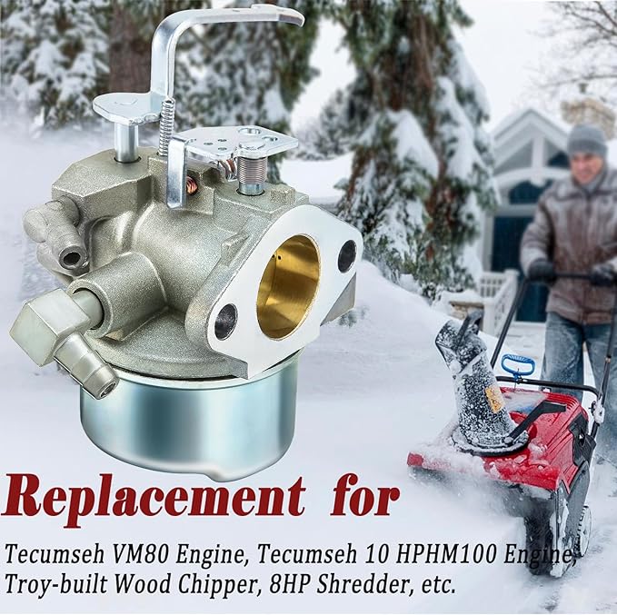 640152 Carburetor for Tecumseh 640152A 640023 640051 640140 640260B HM80 HM90 HM100 8-10 HP Engine Snow Blower Mower 5000w Generator with 33268 Air Filter Spark Plug kit
