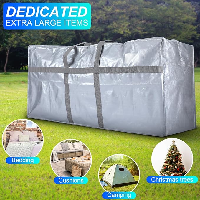 4 Pcs 176 Gallon Large Moving Bags with Zipper and Handles Foldable Storage Duffle Bags Heavy Duty Extra Large Totes for College Dorm Travel Clothes Blankets Bedding Moving (Silver)