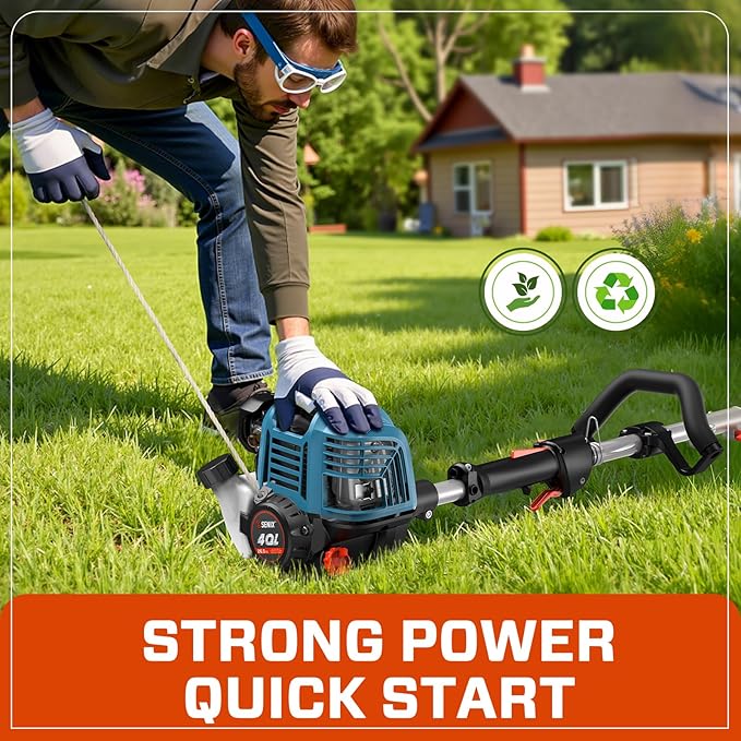 SENIX 26.5cc 4-Stroke Gas Pole Saw | No Oil Mixing | Fuel Efficient | 8-Inch Bar & Chain | Extension Pole up to 14 Ft | High Torque Power Pruner Pole Chainsaw for Tree Trimming & Limb Cutting