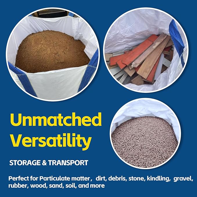 10 Packs FIBC Bulk Bags,Holds up to 4400 lbs Construction Bags Heavy Duty,210-Gallon Woven Polypropylene Dumpster Bag for Industry Agriculture and Construction,Sealable Top