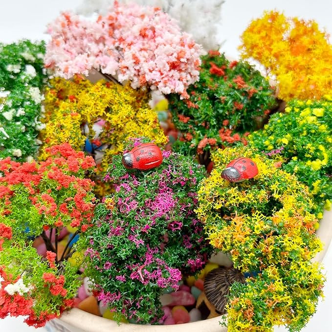 Cayway 83 PCS Fairy Garden Accessories Outdoor, Mixed Model Trees for DIY Craft Garden Decoration, SB-S571
