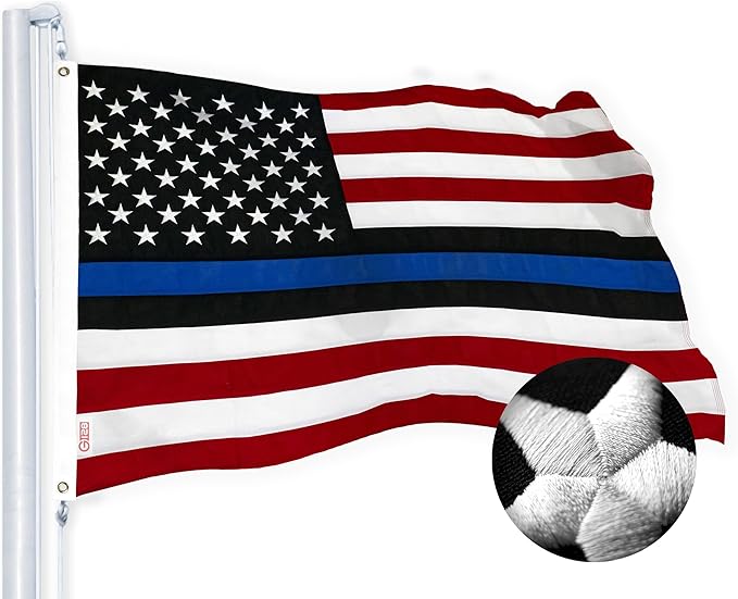 G128 Blue Lives Matter Flag | 2x3 Ft | StormFlyer Series Embroidered 220GSM Spun Polyester | Duty and Honor Flag, Embroidered Design, Indoor/Outdoor, Brass Grommets, Heavy Duty, All Weather