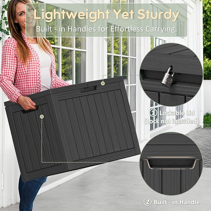 45 Gallon Outdoor Storage Box, Resin Deck Boxes Outdoor Waterproof For Patio Furniture, Garden Tools, Pool Supplies, Durable And UV Resistant, Lockabl