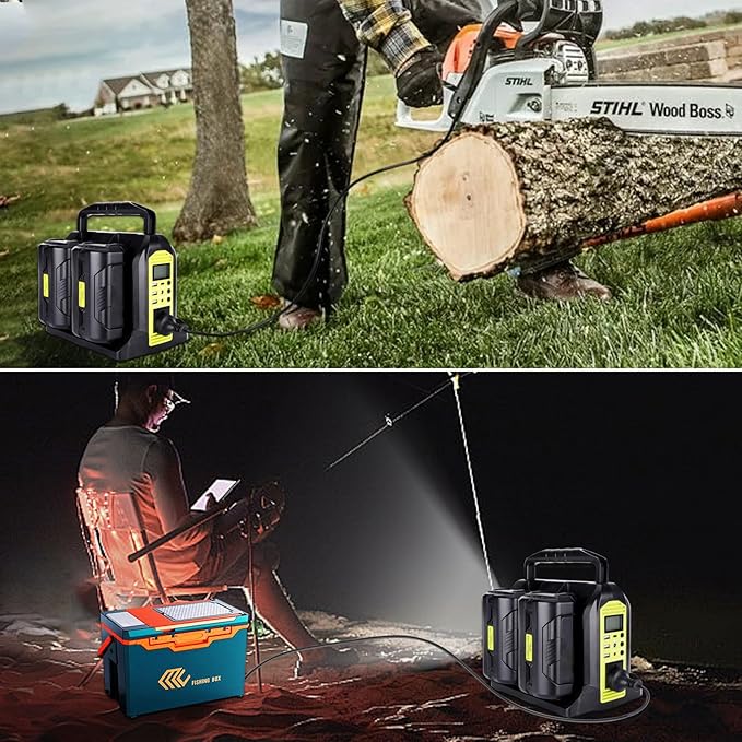 350W Power Inverter for Ryobi 40V Li-ion Batteries,4-Port Supply Inverter Generators Converter DC 40V to AC110V ~120V with LED Light,3 USB-A,1 Type-C,1DC Port, for Outdoor Travel Camping