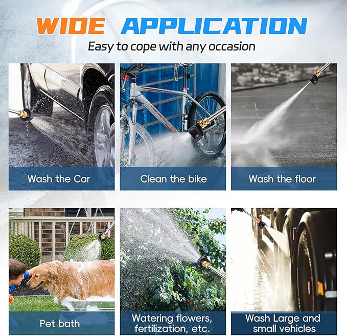 Portable Pressure Washer, Handheld High-Pressure Water Spray Gun with Foam Cannon, 600PSI Cordless Jet Washer with 6-in-1 Nozzle, Battery Powered Car Cleaner Machine for Fence, Floor, Garden Cleaning