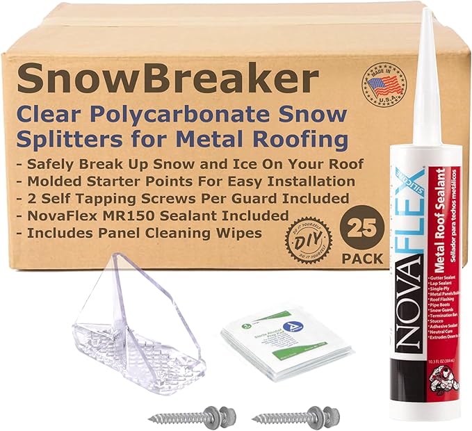 SnowBreaker Snow Guards 25 Pieces for Metal Roofs (Screw Mounted)