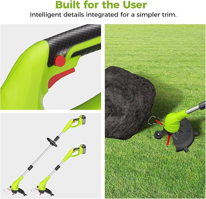 Aokia String Trimmer: Cordless Weed Wacker with 40V 2.0Ah Battery - Lightweight Electric Lawn Edger - 2 in 1 Trimmer & Edger Lawn Tool Grass Cutter with 2 Plastic Blades for Garden, Yard