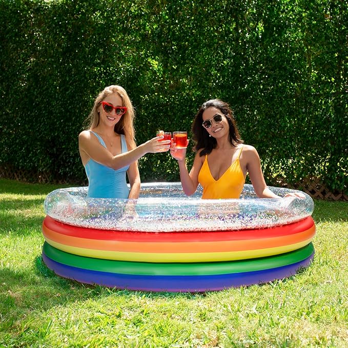 Poolcandy Inflatable Sunning Pools for up to 3 Adults (Rainbow Collection Sunning Pool Multicolor Glitter)
