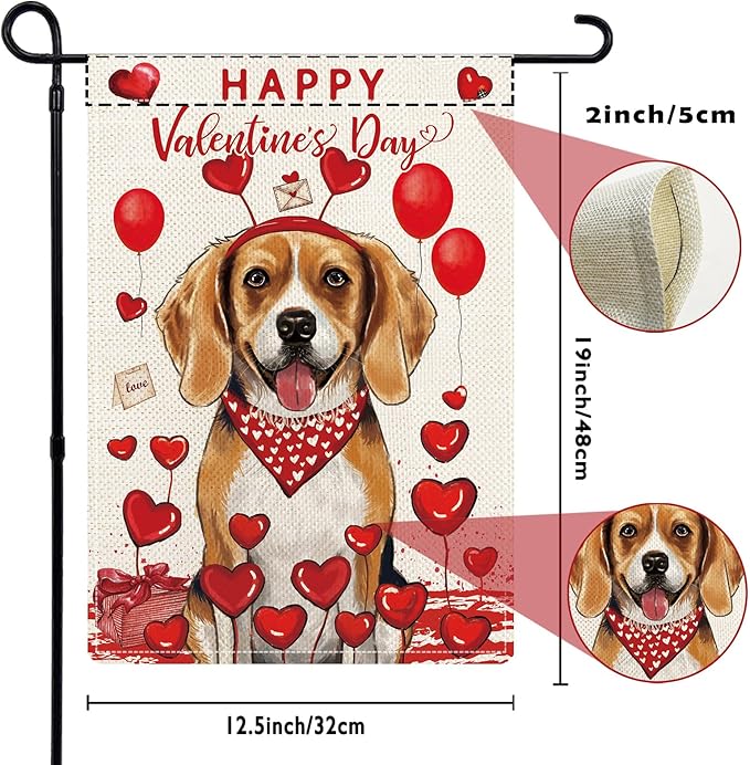 Beagle Garden Flags 12x18 Double Sided for All Seasons and Holidays, Funny Dog Welcome Flags for Outside Set of 12, Puppy Lawn Flag for Pet Lover, Beagle Outdoor Decorations for Farmhouse
