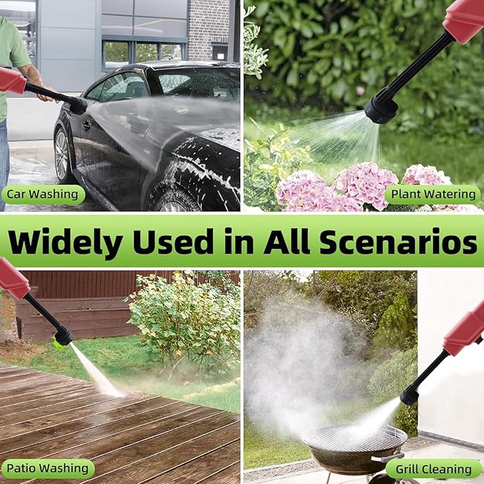 Cordless Pressure Washer,Portable 21V Battery Power Washer for Ladies Women,Electric Pressure Washer Handheld with 6-in-1 Nozzle and Foam Pot,Car Cleaner Gun for Outdoor Floor Garden Wall,Pink