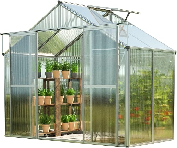 Greenhouse Topas 2 Aluminum Frame 7.4 x 4.4 ft with Approx. 8 mm Polycarbonate Panels