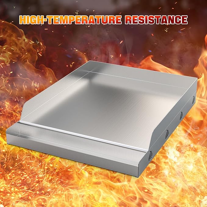Onlyfire Stainless Steel BBQ Cooking Griddle, Universal Flat Top Griddle for Most Charcoal/Gas Grills, Camping, Tailgating, and Parties, 12.5"×16"
