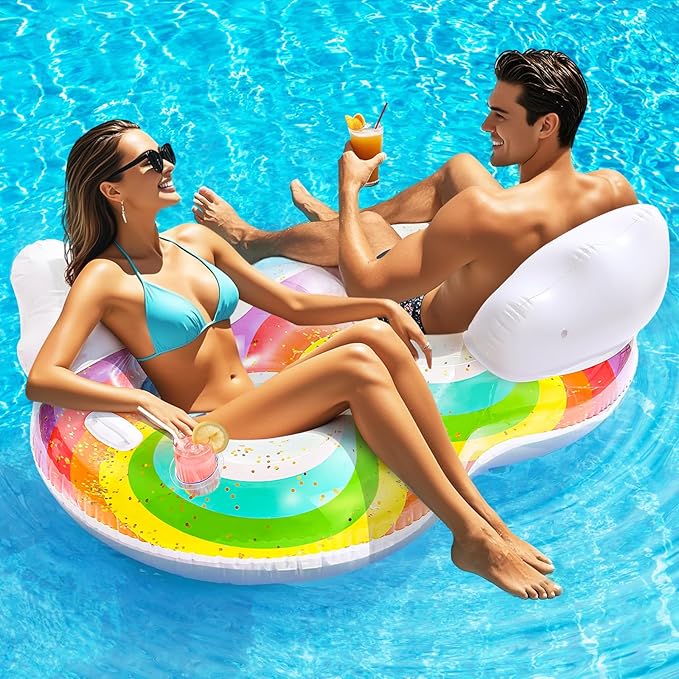 HeySplash Pool Lounger Float for Adult, Inflatable Pool Floats Bed Cooling Contour Lounger Rafts, Water Rafts for Lake, Outdoor Beach Pool Party