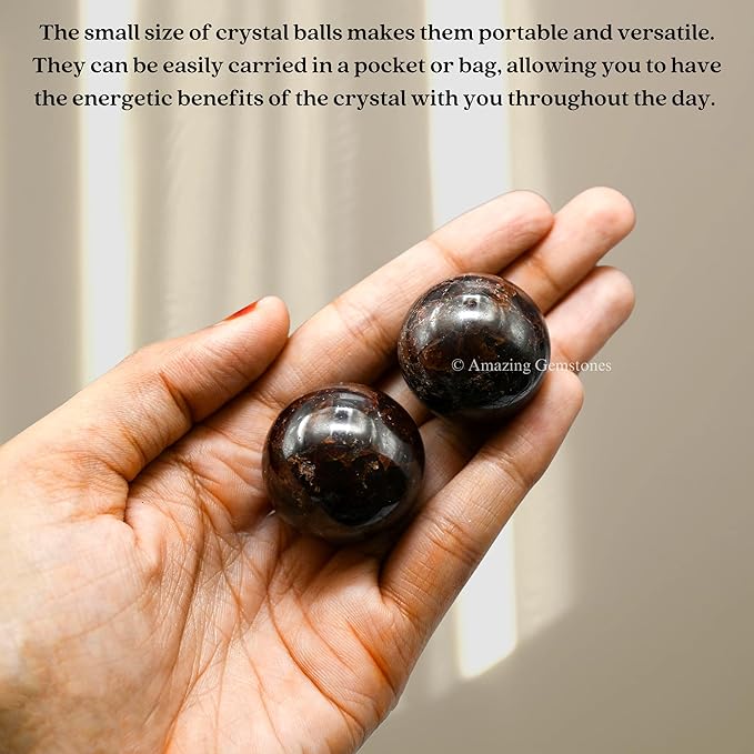 Amazing Gemstone Garnet Crystal Ball - 1 Inches Crystal Sphere Meditation Balls for Witchcraft and Decorative Balls - Crystals and Healing Stones Beginners Gift (Pack of 1)