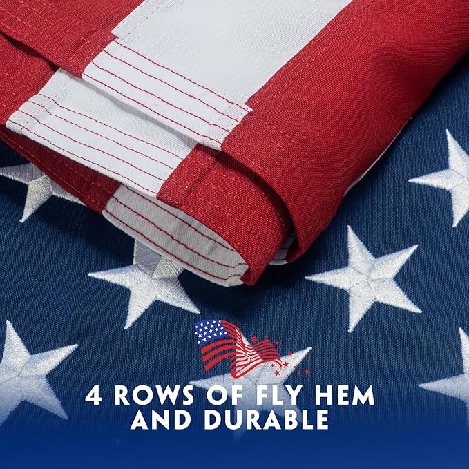 American Flag 4x6 Ft for Outside Longest Lasting- Ultra Durable, Tear-Proof Heavy Duty Spun Polyester US USA Flags - Fade Resistant, Embroidered Stars, Sewn Stripes, Brass Grommets - Outdoor Decor
