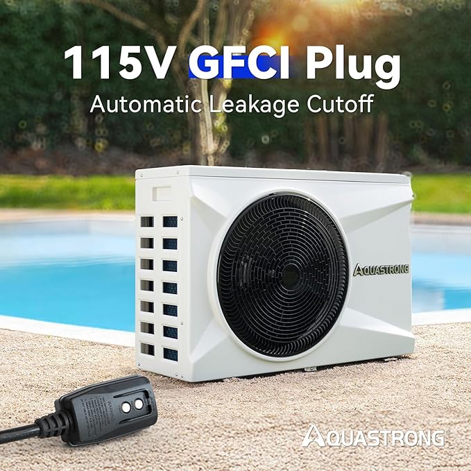 Aquastrong Inverter Swimming Pool Heat Pump, 22,000 BTU 7,000 Gallons Electric Pool Heater for Above Ground and Inground Pool, WiFi Capable Timer, Heating and Cooling Pool Heater 120V