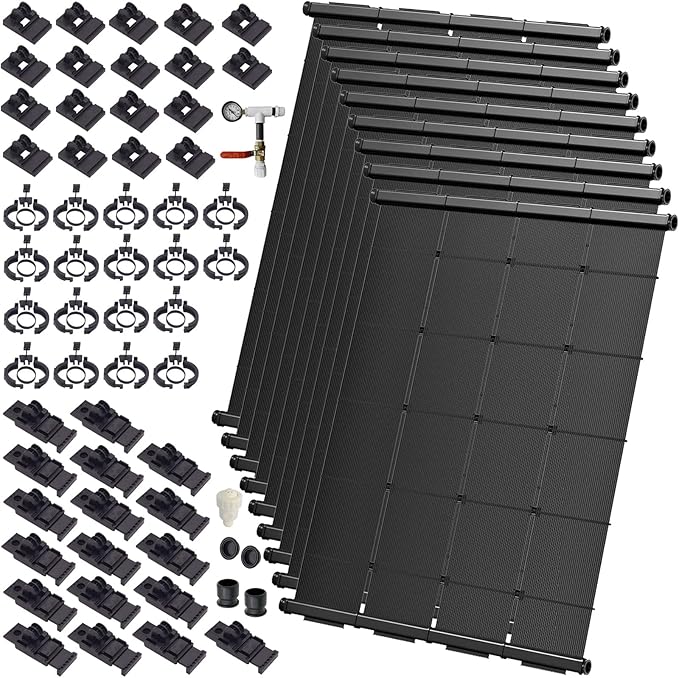 Industrial Grade Solar Pool Heater DIY Kit - Superior High-Wind Strapless Mounting System & Maximum Freeze Resistance (9-4'x6.5' / 234 Square Feet)