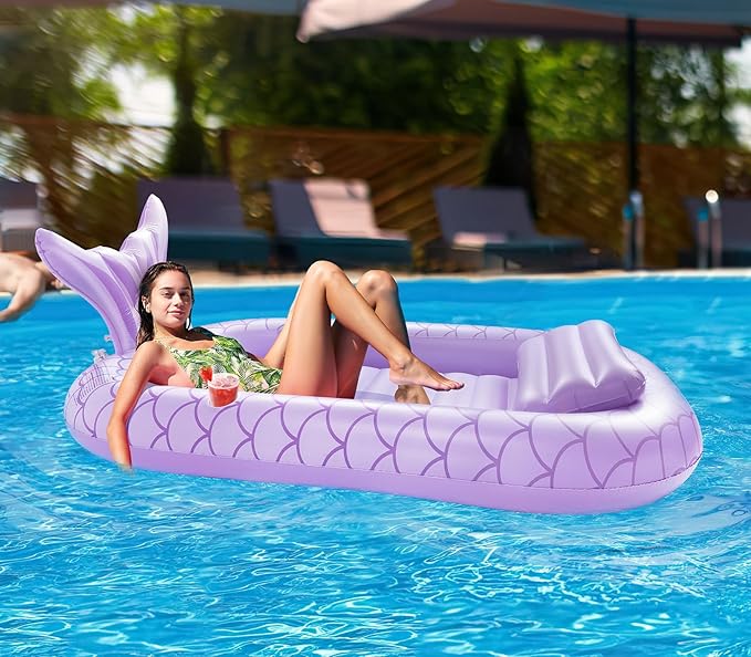 HeySplash Pool Lounger Float for Adult, Inflatable Pool Floats Bed Cooling Contour Lounger Rafts, Water Rafts for Lake, Outdoor Beach Pool Party
