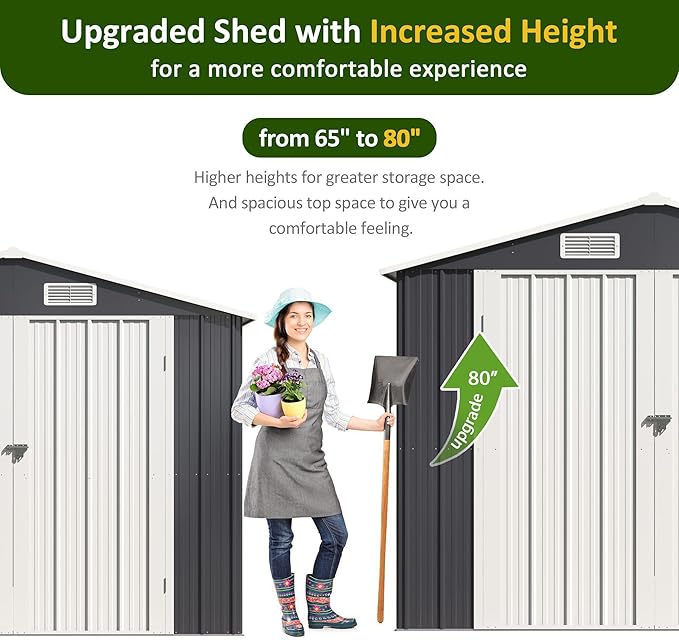 10x8 FT Outdoor Storage Shed, Metal Garden Tool Shed with Updated Frame Structure and Lockable Doors, Ideal for Backyard Garden Patio Lawn, Grey
