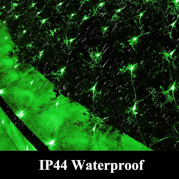 LED Net Lights Mesh Lights Green St. Patrick's Day Decor, 240LED Timer Tree Warp Fairy Lights Outdoor Hanging String Light for Christmas, Garden, Walkway, Bushes Decor-9.8ft x 6.6ft(Green)